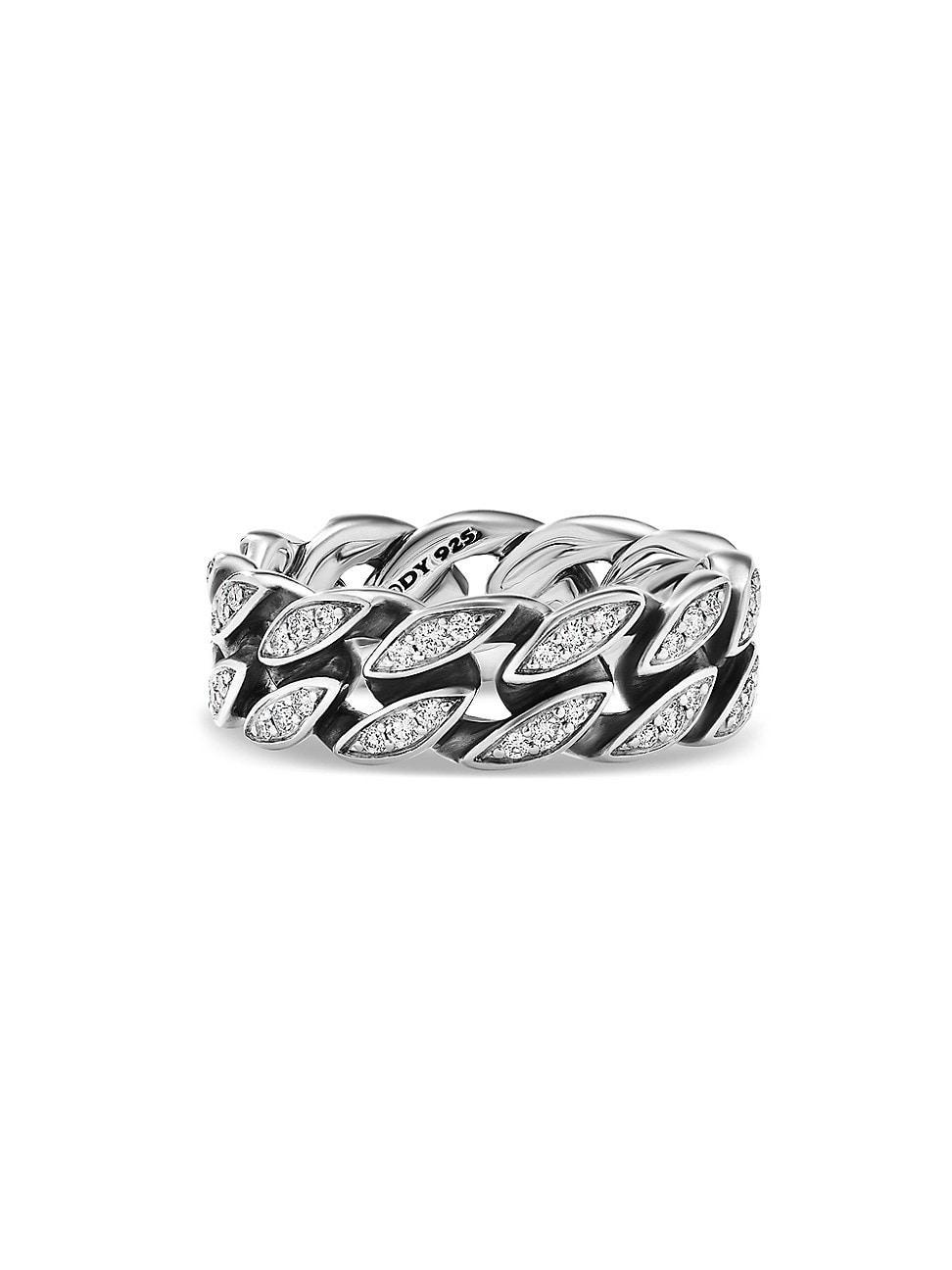 Mens Curb Chain Band Ring in Sterling Silver Product Image