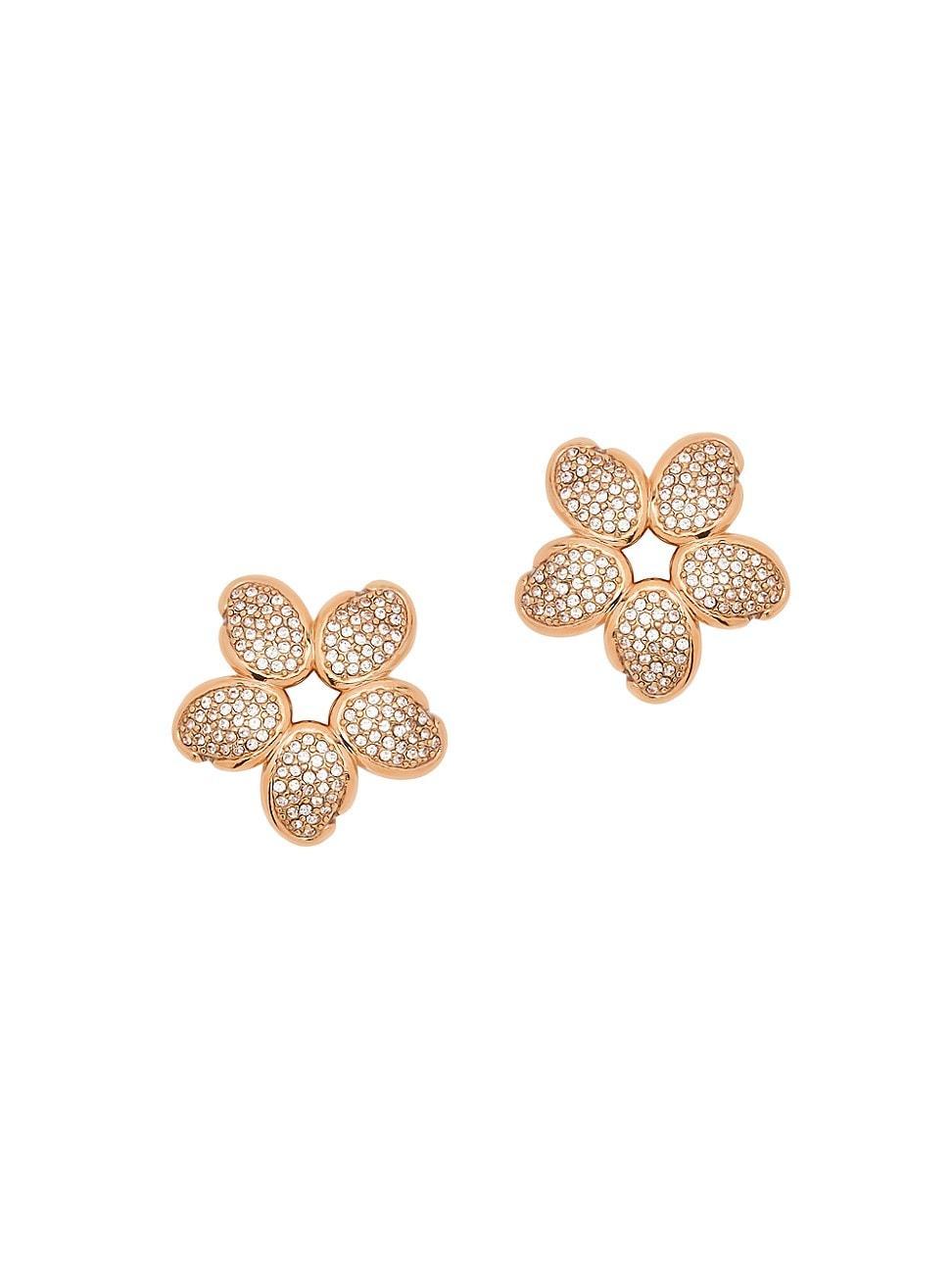 Womens Goldtone & Crystals Flower Earrings Product Image