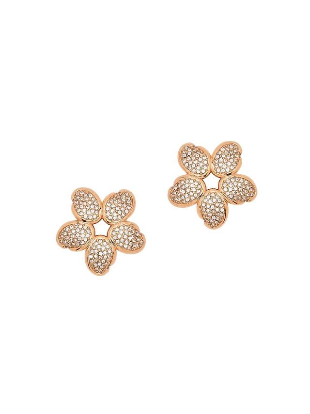 Womens Goldtone & Crystals Flower Earrings Product Image