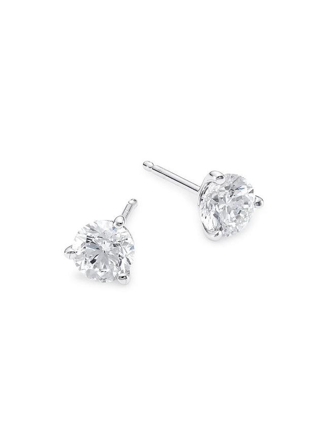 Womens 14K White Gold & 1 TCW Diamond Round Stud Earrings Product Image