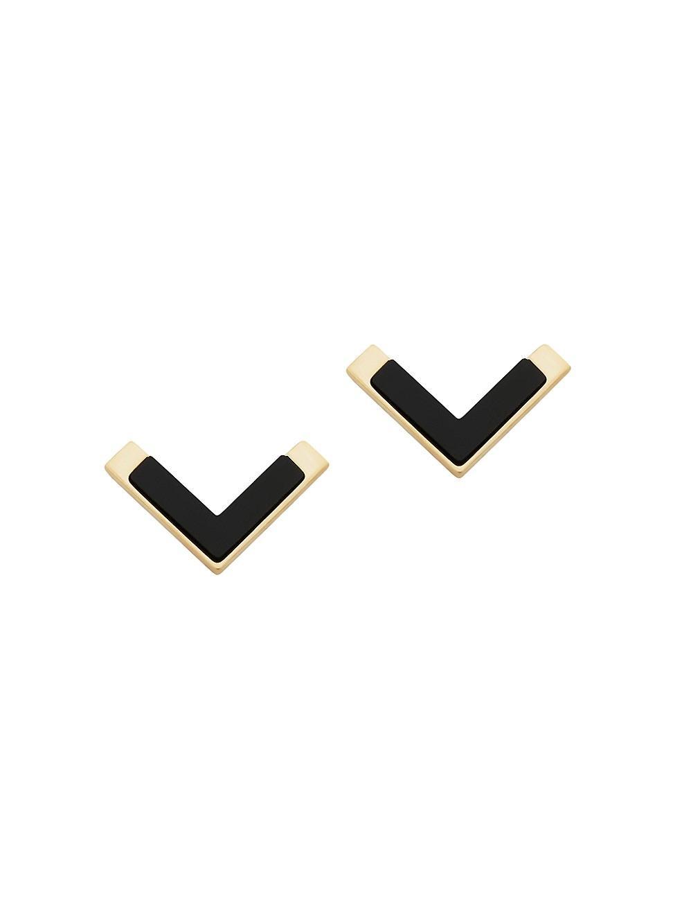 Womens 14K Yellow Solid Gold Mondrian Studs Product Image