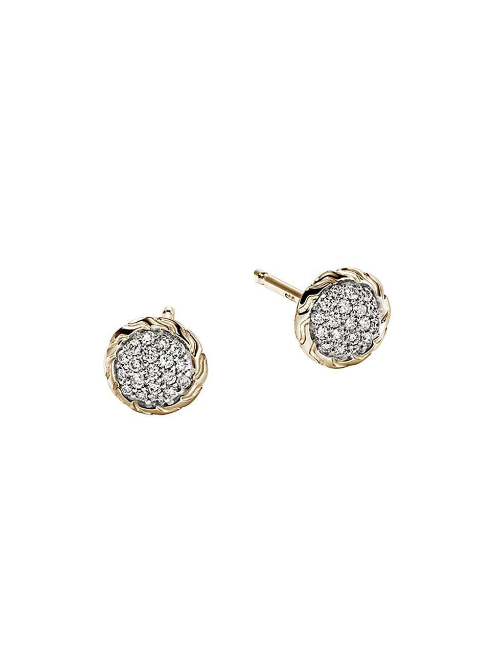 Womens JH Essentials 14K Yellow Gold & 0.19 TCW Diamond Pav Stud Earrings Product Image