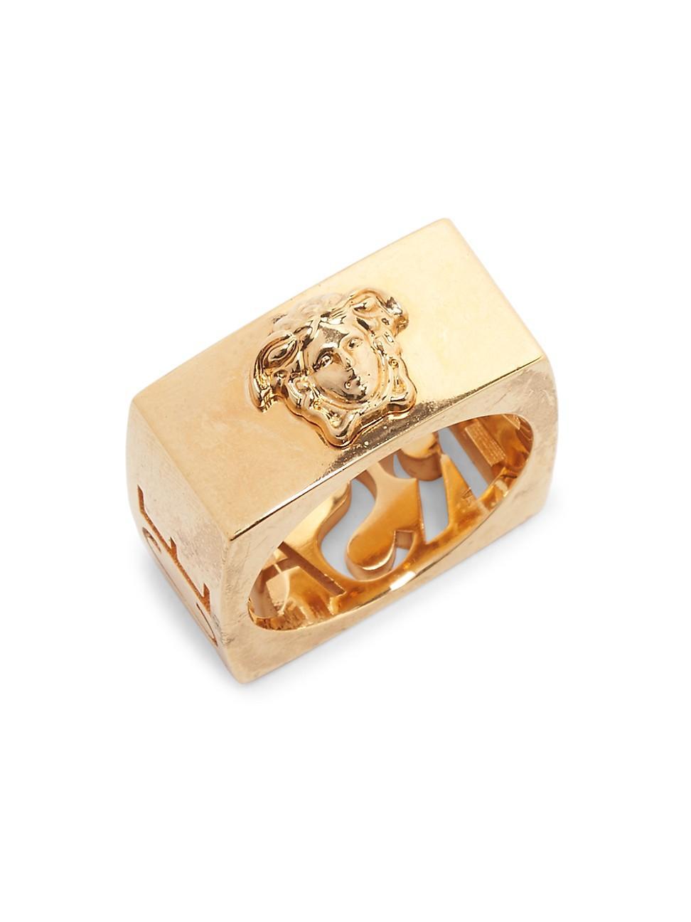 Mens Cut-Out Logo Goldtone Ring Product Image