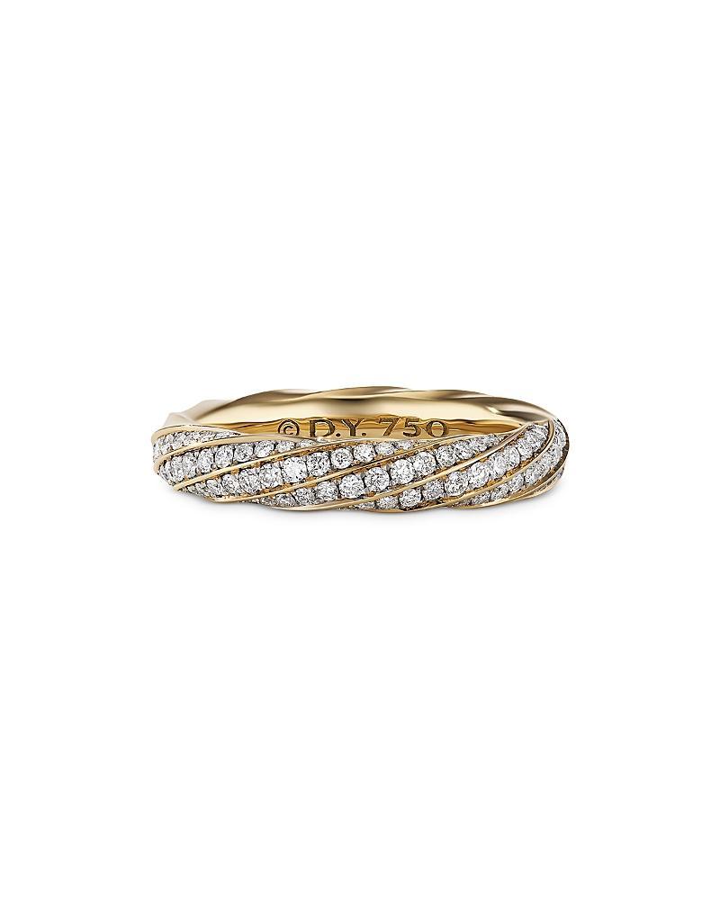 Womens Cable Edge Band Ring In 18K Yellow Gold With Pav Diamonds Product Image