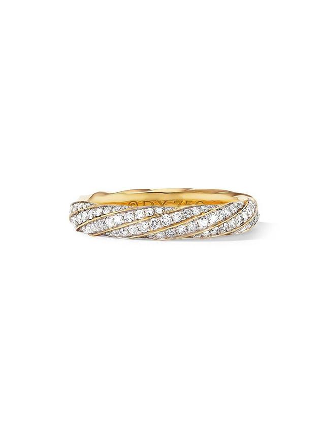 Womens Cable Edge Band Ring In 18K Yellow Gold With Pav Diamonds Product Image