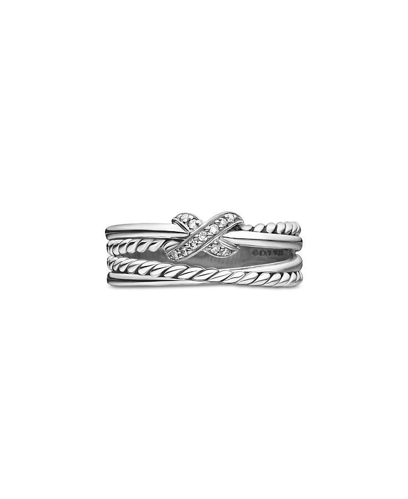 Womens X Crossover Band Ring in Sterling Silver Product Image