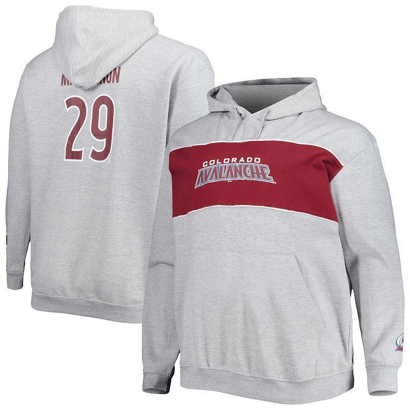 Mens Nathan MacKinnon Heather Gray Colorado Avalanche Big & Tall Player Pullover Hoodie Product Image