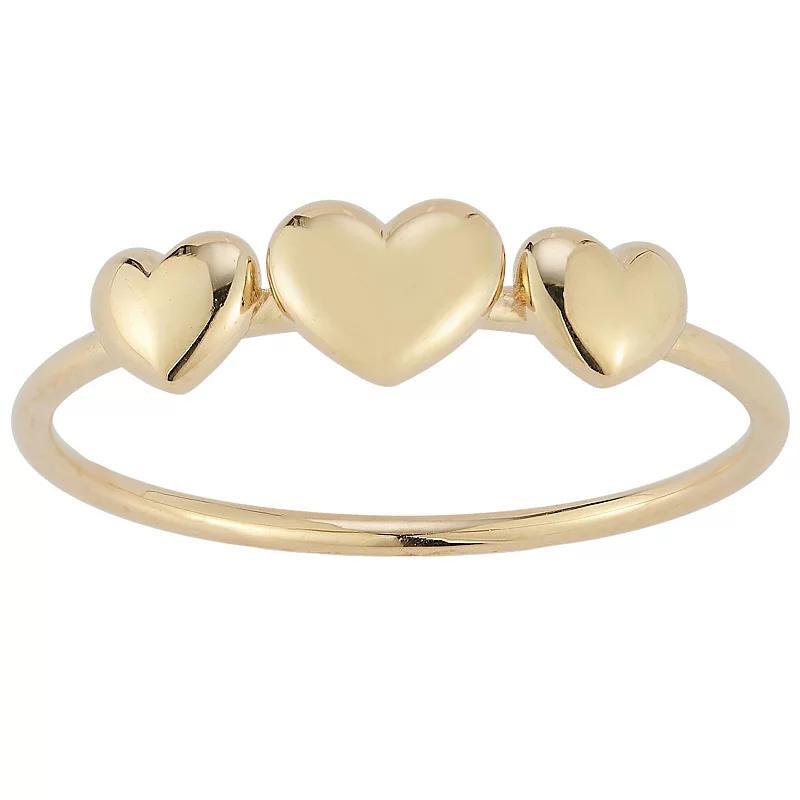 LUMINOR GOLD 14k Gold Tri Heart Ring, Womens Product Image