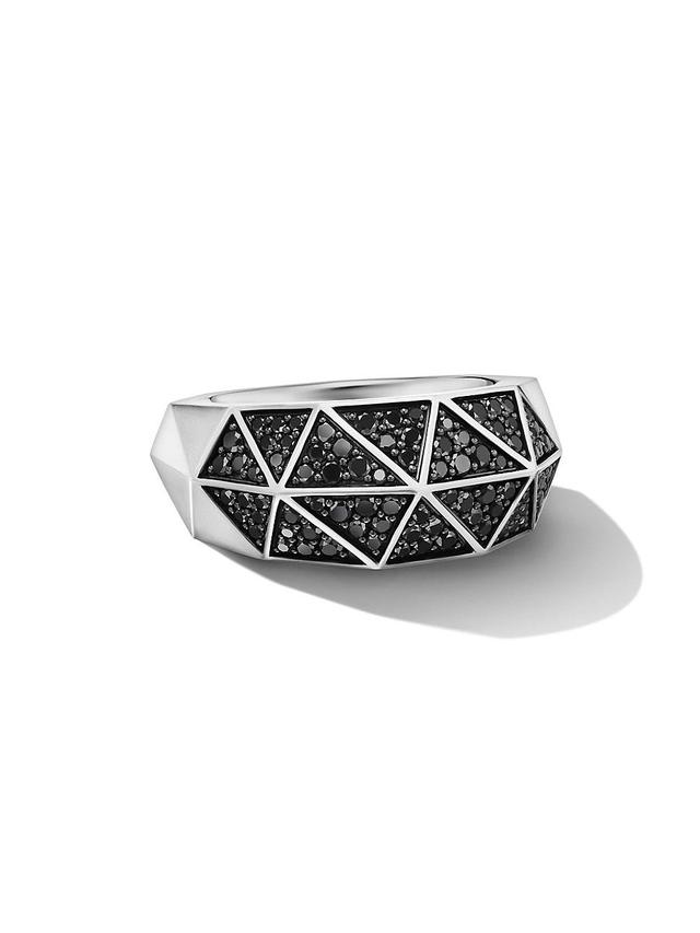 Mens Torqued Faceted Signet Ring In Sterling Silver Product Image