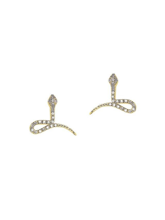 Womens Magic Touch 18K Yellow Gold & Diamond Snake Earrings Product Image