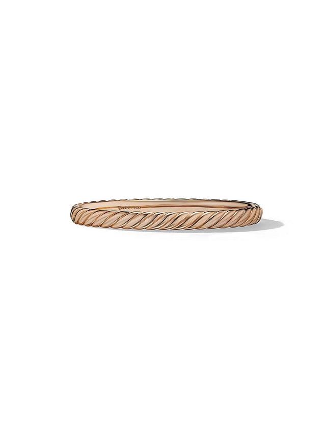 Womens Sculpted Cable Bangle Bracelet In 18K Rose Gold Product Image