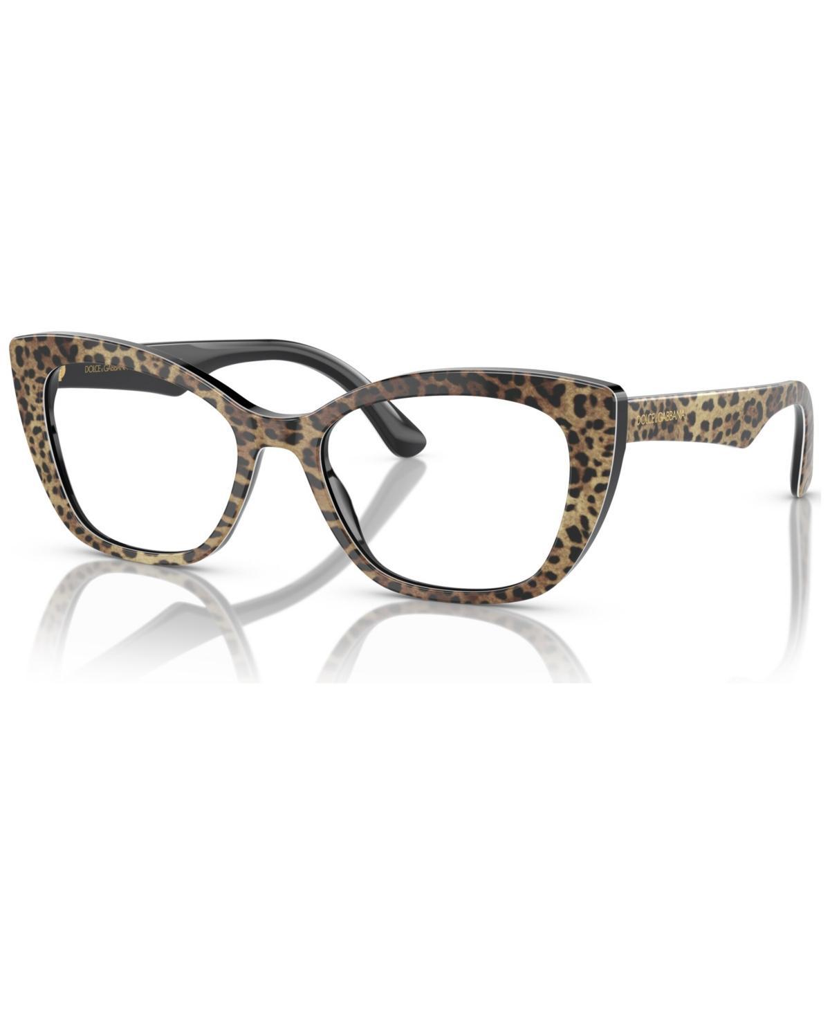 Dolce&Gabbana Womens Eyeglasses, DG3360 52 - Leo Brown, Black Product Image