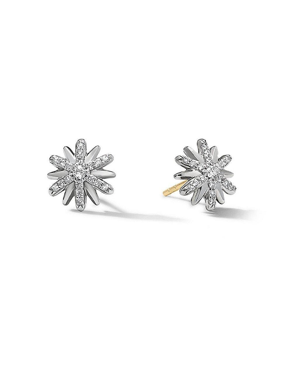 Womens Petite Starburst Stud Earrings with Pav Diamonds Product Image