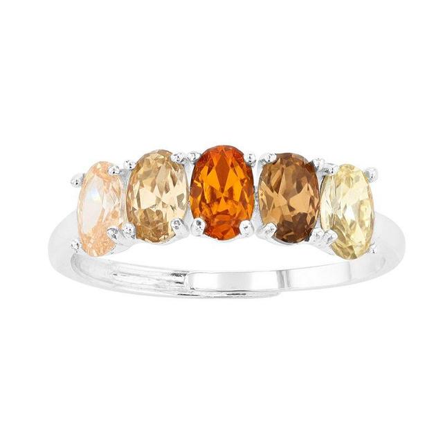 City Luxe 5-Stone Birthstone Crystal Ring, Womens, Silver Tone November Product Image