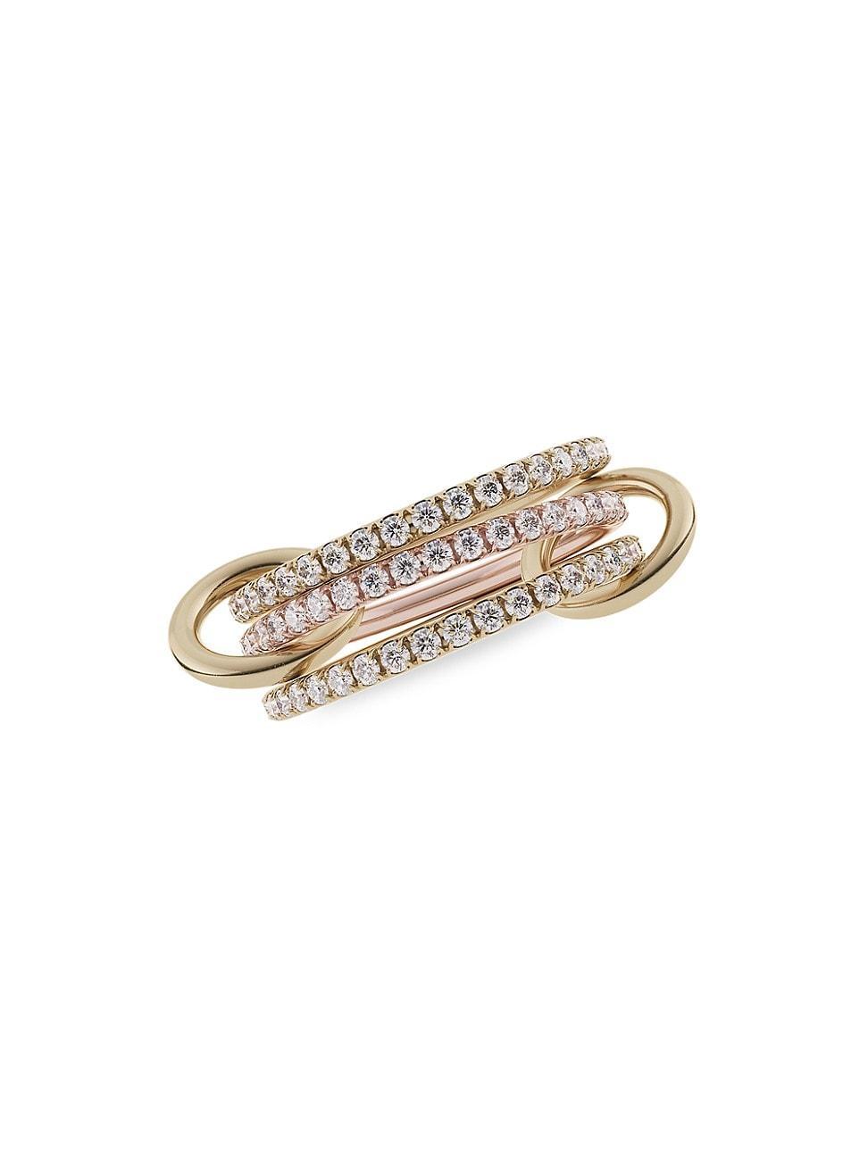 Womens Aurora 18K Two-Tone Gold & Diamond 3-Link Ring Product Image