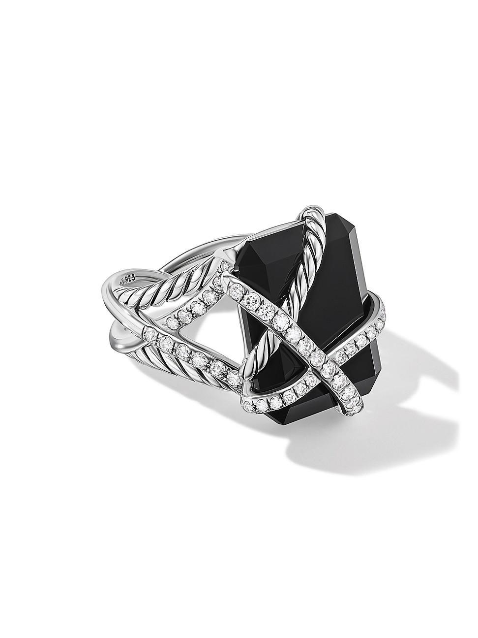 Womens Crystal Cable Wrap Ring in Sterling Silver Product Image