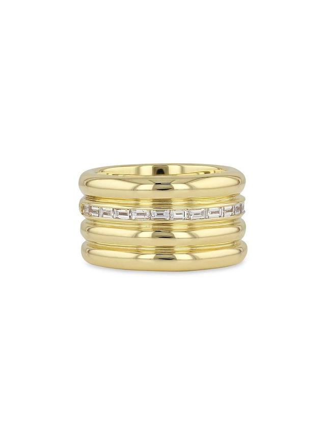 Womens Link 14K Gold & Diamond Baguette Four-Layer Ring Product Image