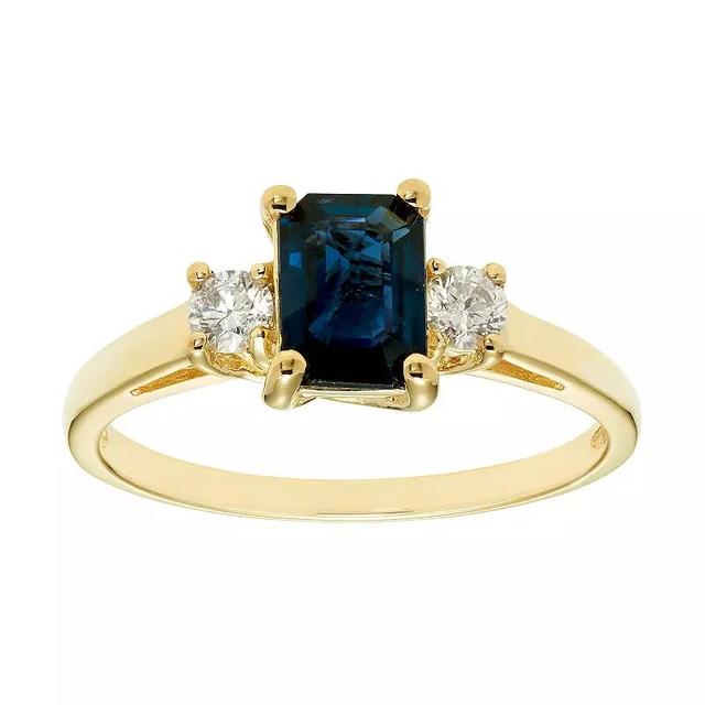 The Regal Collection 14k Gold Sapphire & 1/5 Carat T.W. IGL Certified Diamond 3-Stone Ring, Womens Yellow Product Image