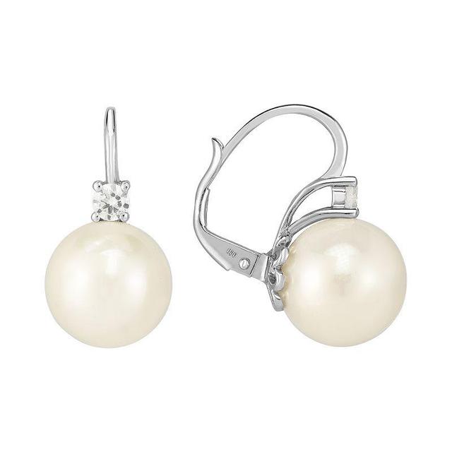 Sterling Silver Shell & Cubic Zirconia Drop Earrings, Womens Product Image