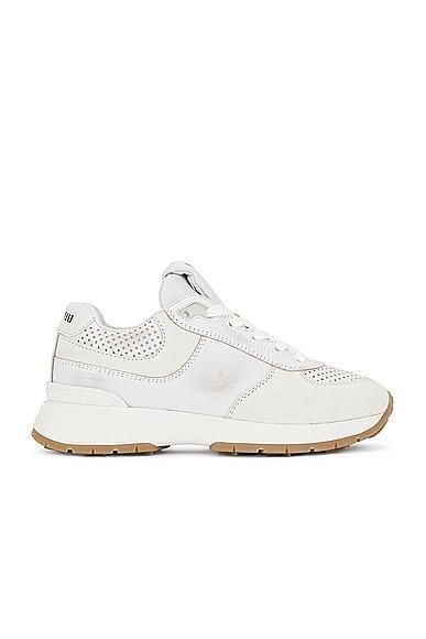 Miu Miu Leather Sneaker in White Product Image