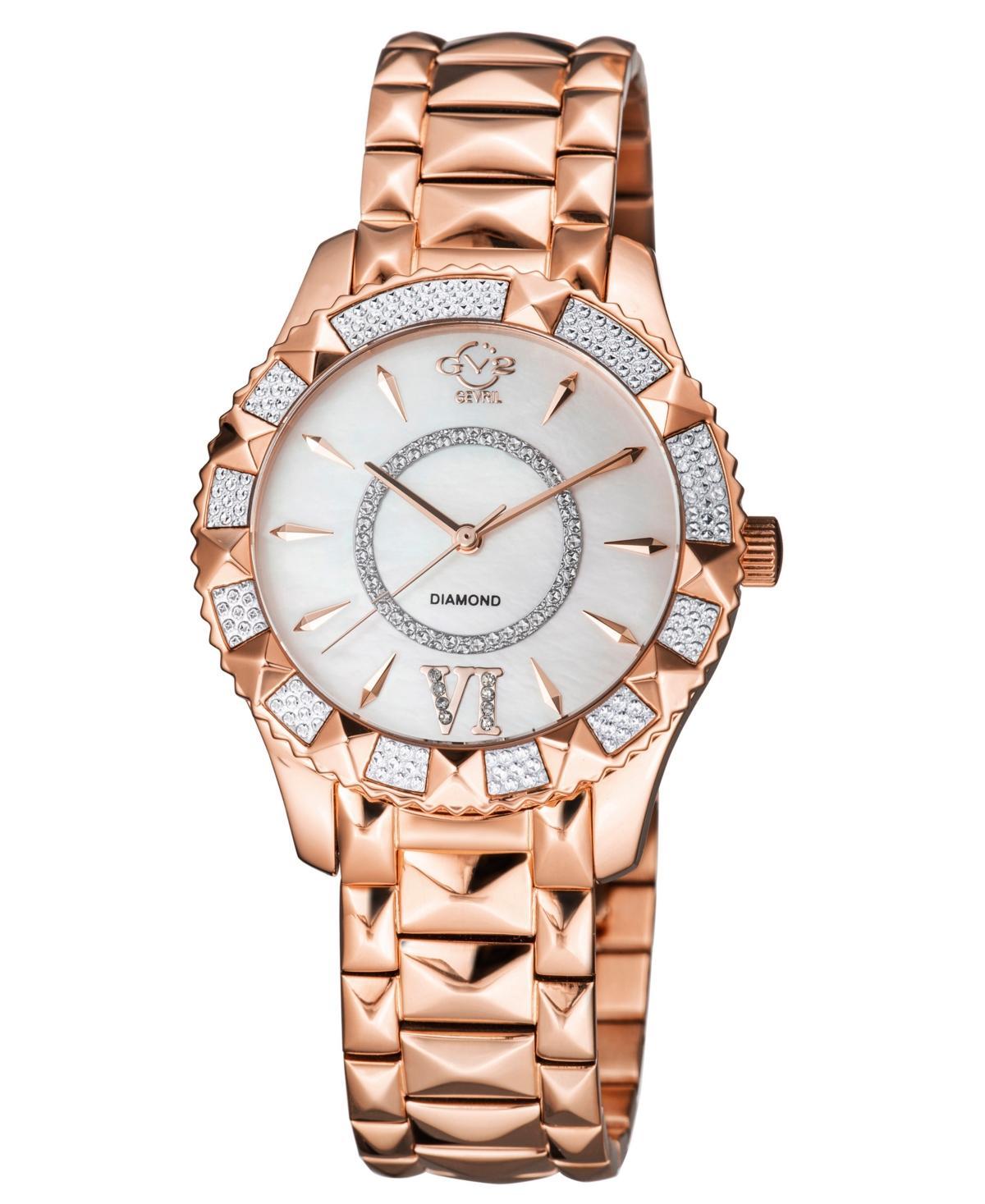 GV2 by Gevril Womens Venice Swiss Quartz Diamond Accents Ion Plating Rose Stainless Steel Bracelet Watch 38.5mm Product Image