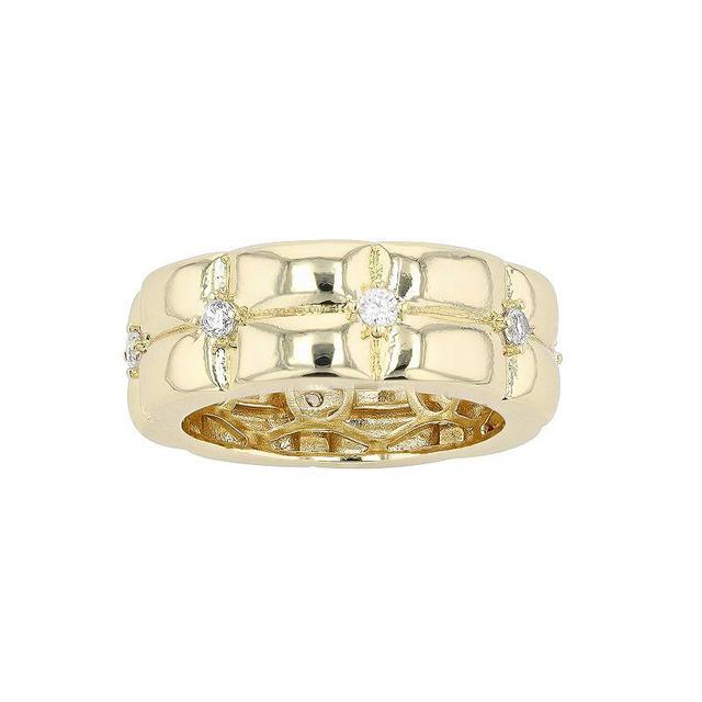 14k Gold Over Silver Cubic Zirconia Double Weave Band Ring, Womens Gold Tone Product Image