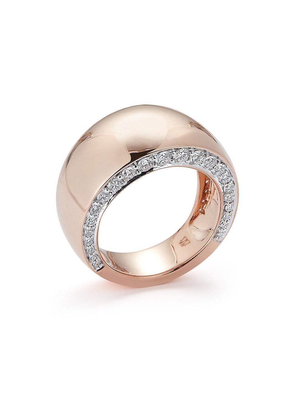 Womens Lytton 18K Rose Gold, Diamond & White Rhodium Wide Ring Product Image