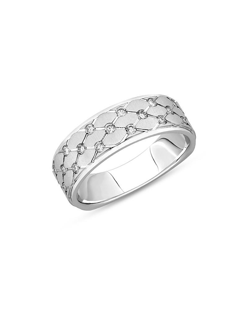 Bloomingdales Fine Collection Mens Diamond Textured Band in 14K White Gold, 0.50 ct. t. w. - Exclusive Product Image