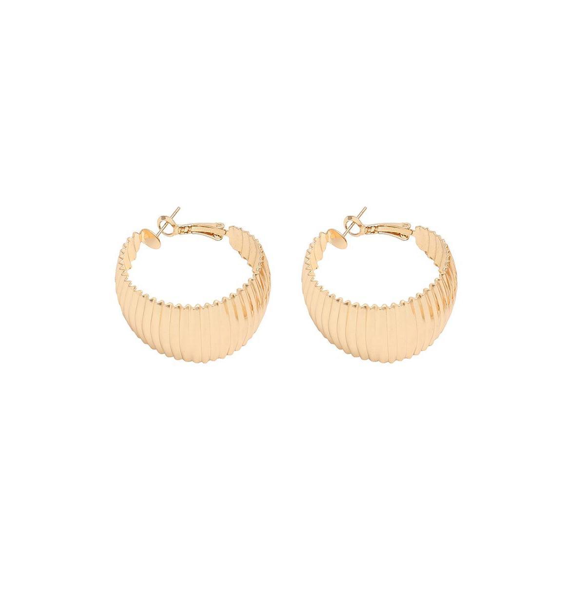 Sohi Womens Gold Ripple Hoop Earrings Product Image