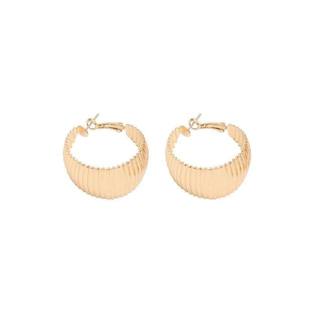 Sohi Womens Gold Ripple Hoop Earrings Product Image