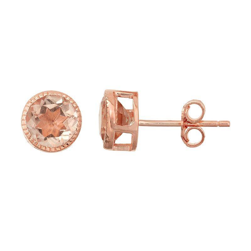 Designs by Gioelli 14k Rose Gold Over Silver Simulated Morganite Stud Earrings, Womens, Pink Product Image