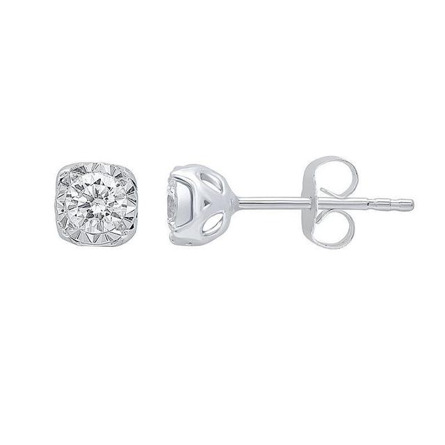 10k White Gold 1/4 Carat T.W. Diamond Solitaire Stud Earrings, Womens Product Image