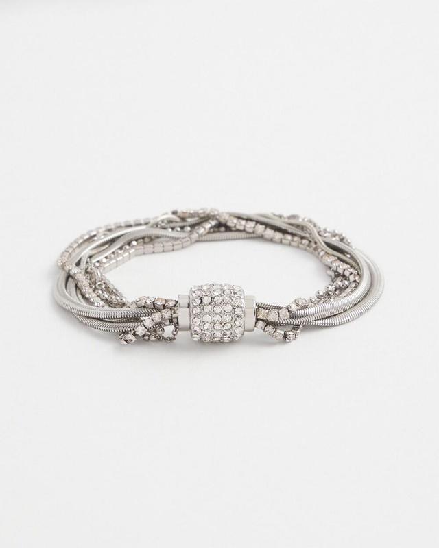 Silver Tone Multi Strand Pavé Bracelet Product Image