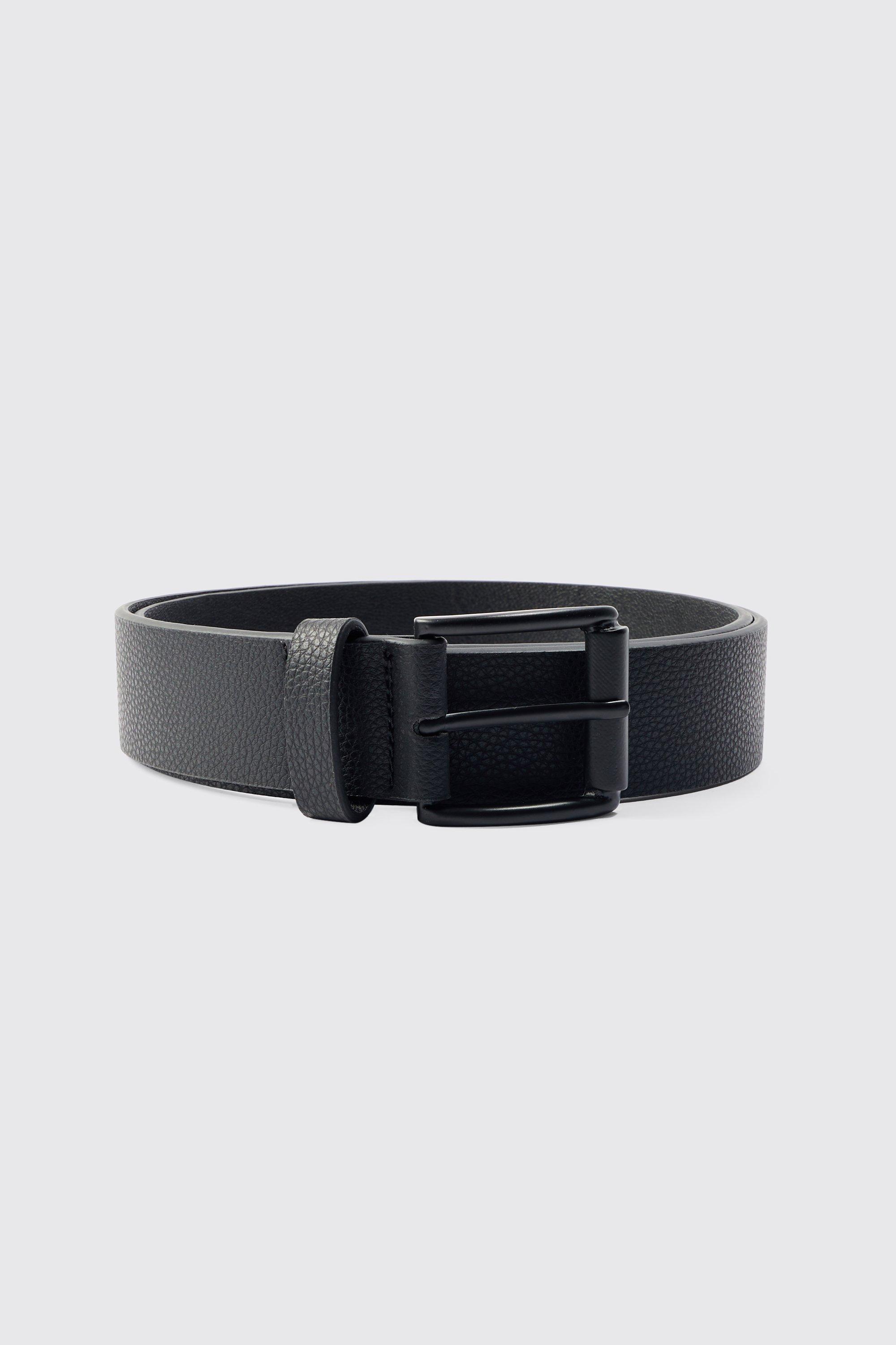 Faux Leather Textured Belt | boohooMAN USA Product Image