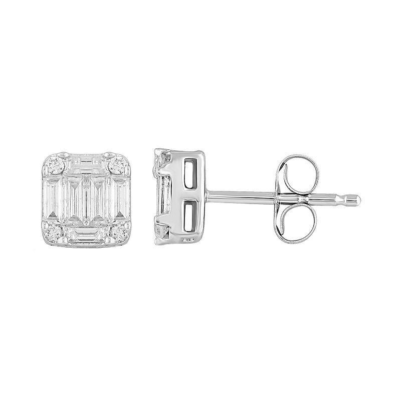 10k White Gold 1/3 Carat T.W. Diamond Baguette Stud Earrings, Womens, 10k Whgold Product Image