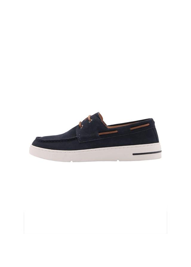 MANGO MAN - Split leather nautical shoe dark navyMen Product Image