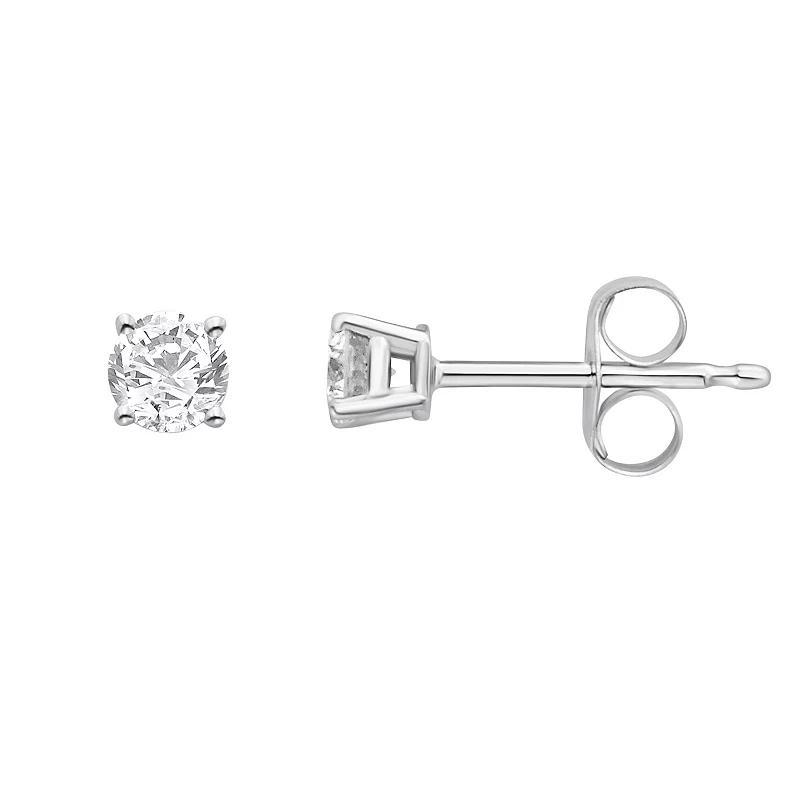 Yours and Mined 14k White Gold 1/4 Carat T.W. Round Cut GSI Certified Diamond Solitaire Stud Earrings, Womens Product Image