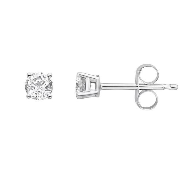 Yours and Mined 14k White Gold 1/4 Carat T.W. Round Cut GSI Certified Diamond Solitaire Stud Earrings, Womens Product Image