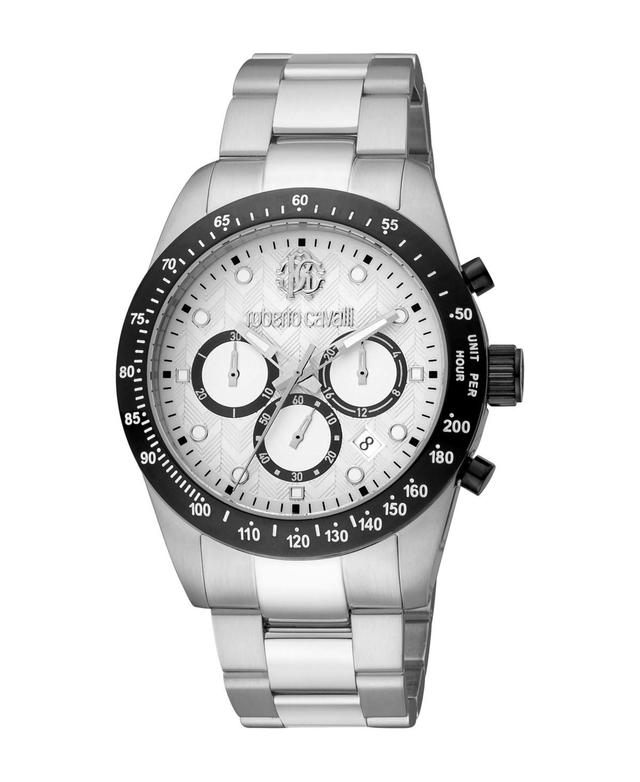 Roberto Cavalli Mens Quartz Silver-tone Stainless Steel Watch 42mm - Silver Product Image