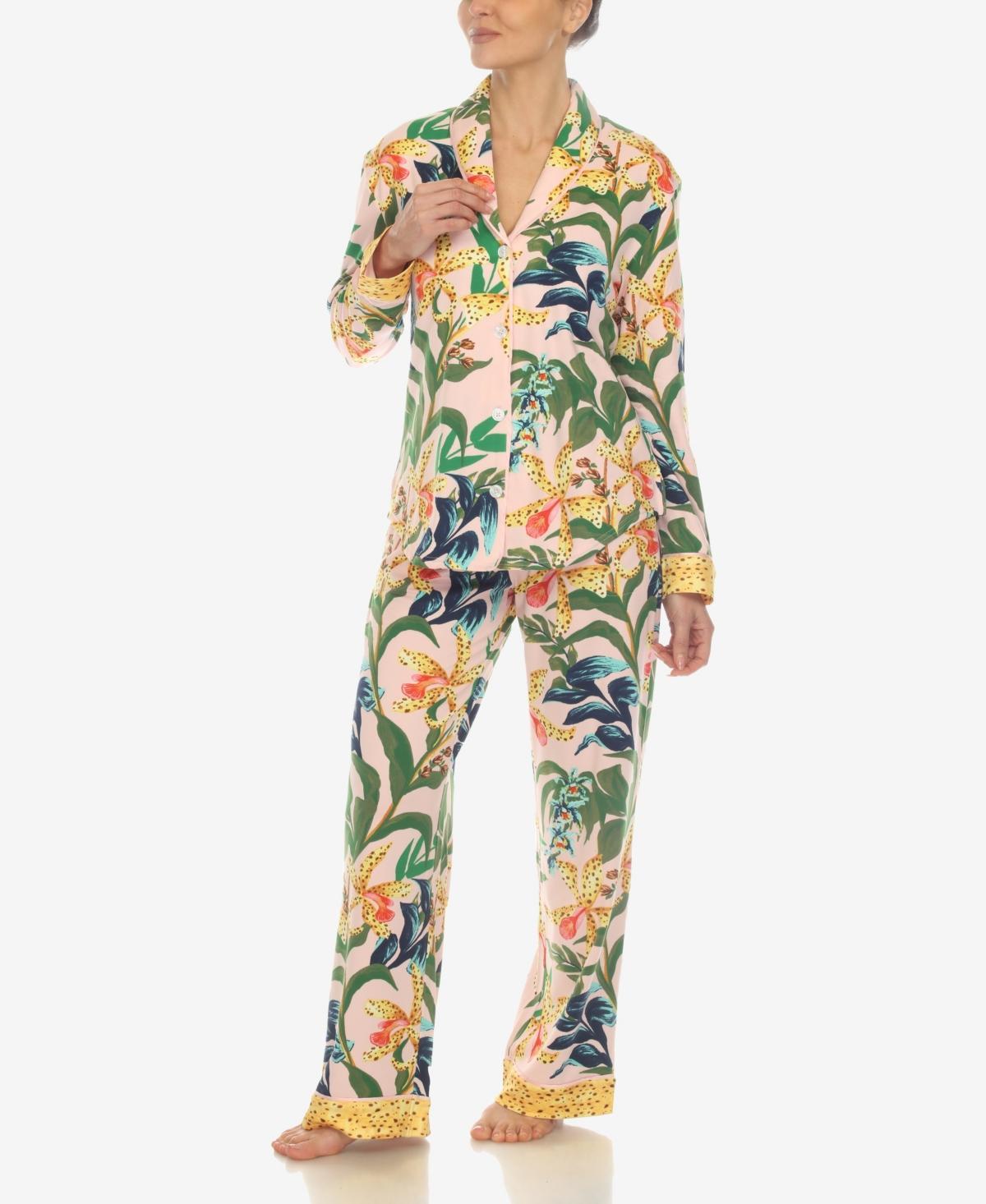 White Mark Womens 2 Pc. Wildflower Print Pajama Set Product Image