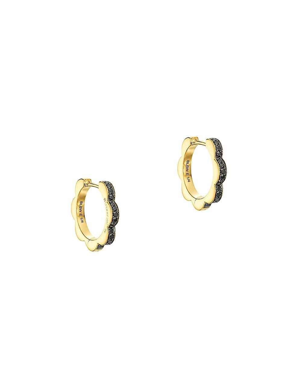 Womens Bloom 18K Yellow Gold & Diamond Small Triplet Hoop Earrings Product Image