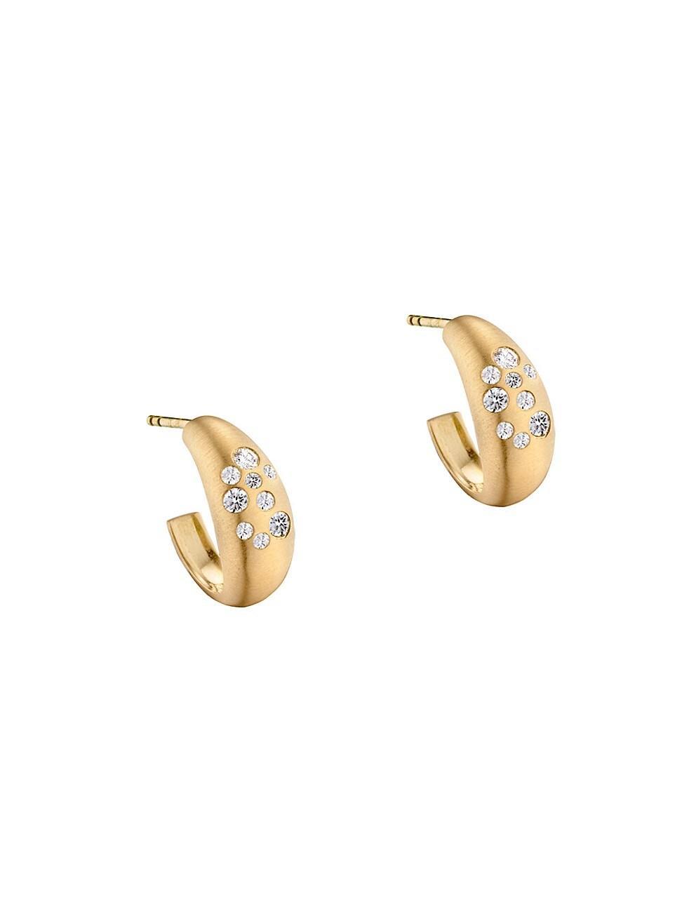 Womens Fairy Dust 18K Yellow Gold & 0.30 TCW Diamond Tapered Hoop Earrings Product Image