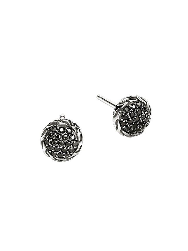 Womens JH Essentials Sterling Silver & Black Sapphire Pav Stud Earrings Product Image