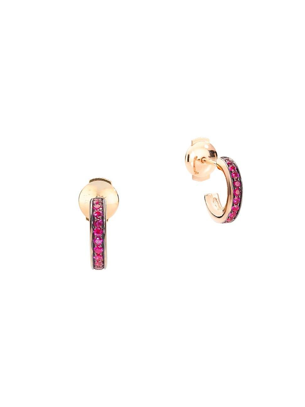 Womens Iconica 18K Rose Gold & Ruby Hoop Earrings - Ruby Product Image