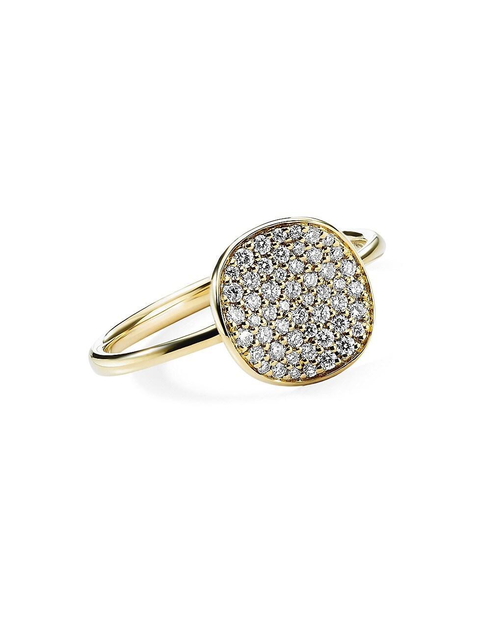 Womens Stardust Small Flower 18K Green Gold & Diamond Disc Ring Product Image