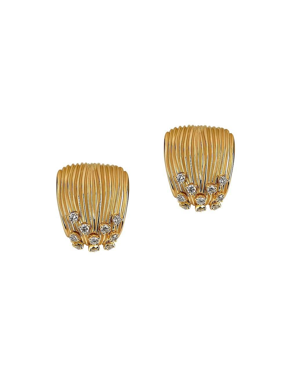 Womens Luminus 18K Yellow Gold & Diamond Stud Earrings Product Image