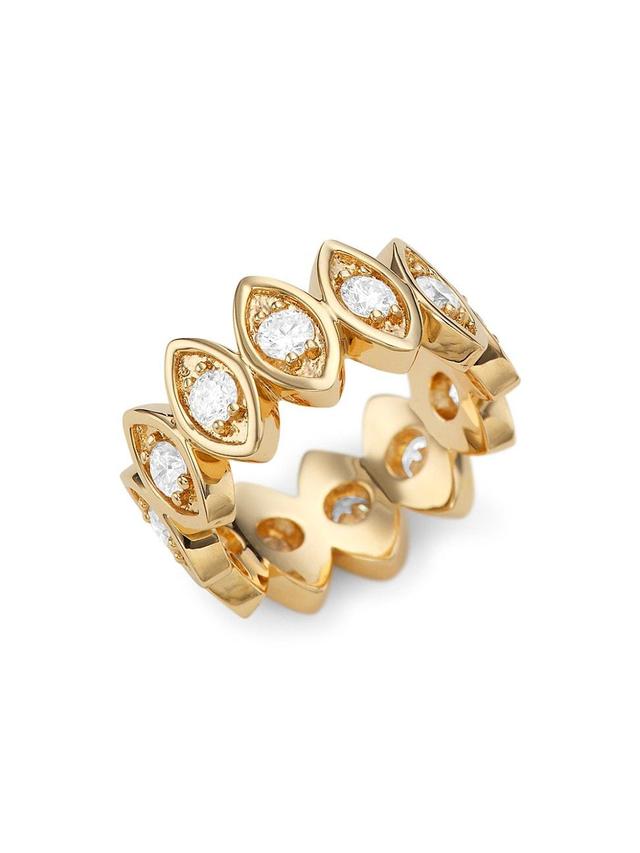 Womens 14K Yellow Gold & Diamond Large Evil-Eye Eternity Band Product Image