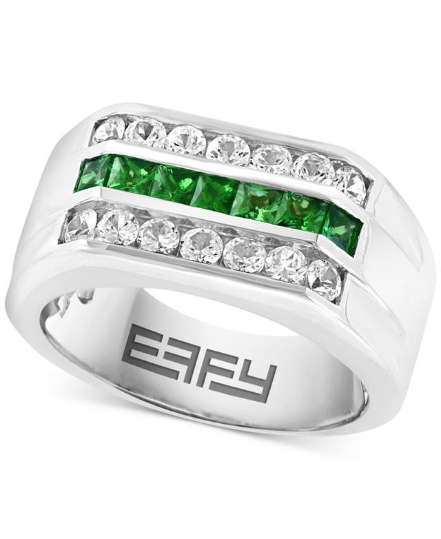 Effy Mens Tsavorite (3/4 ct. t.w.) & White Sapphire Ring (1-1/4 ct. t.w.) Sterling Silver Product Image