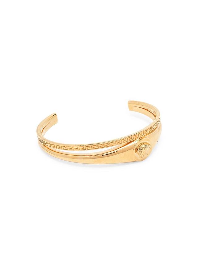 Mens Double Medusa Goldtone Cuff Bracelet Product Image