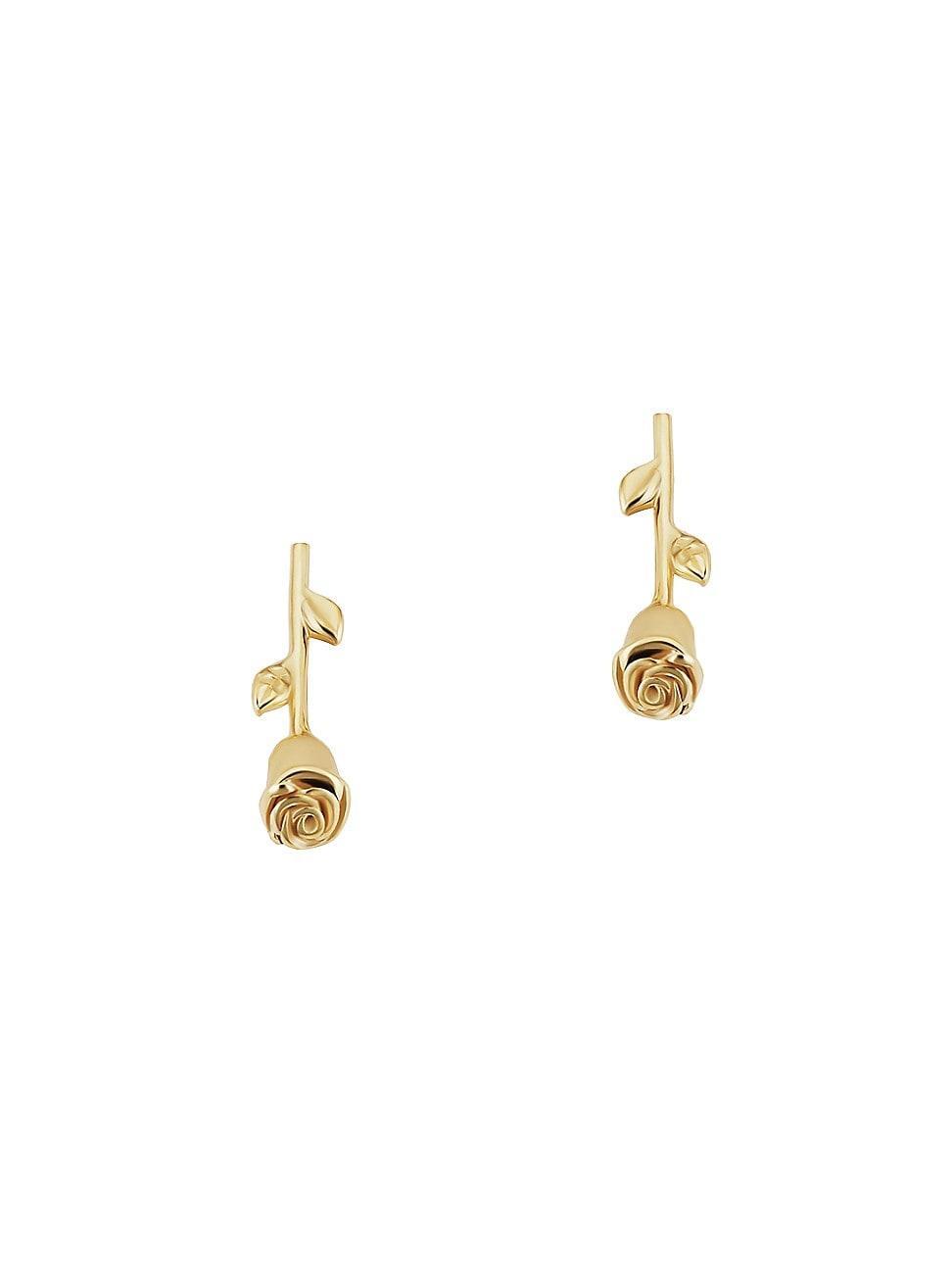 Womens 14K Yellow Solid Gold Kiss From A Rose Studs Product Image